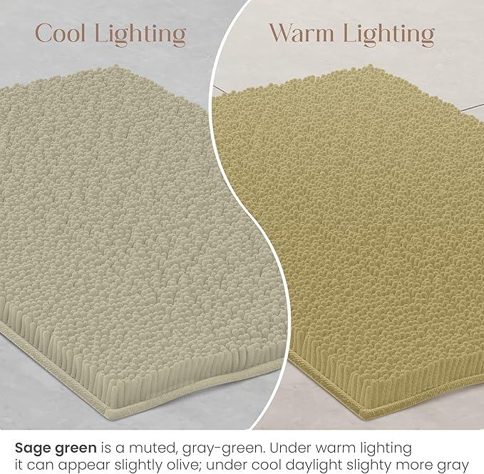 ITSOFT Memory Foam Bath Mat 59X23, Non Slip, Machine Washable, Quick Dry & Absorbent Rugs, Bath Mats for Bathroom Floor, Tub & Shower, Bathroom Rug, Sage Green - ModernBath