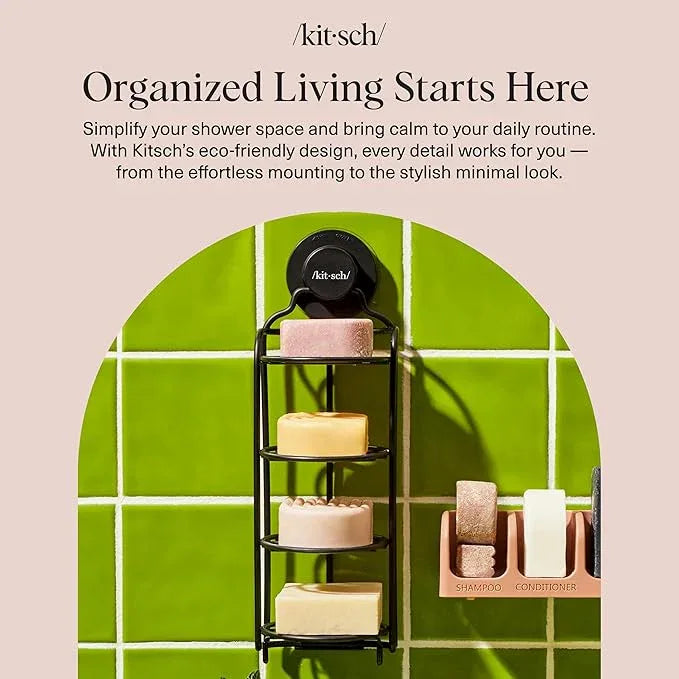 Kitsch Hanging Shower Caddy with Suction Cup – Self-Draining Bar Soap Holder & Shower Caddy for Shampoo Bars, Conditioner Bars & Soap – Rust Proof, Eco-Friendly, Wall Mount or Free-Standing Organizer - ModernBath