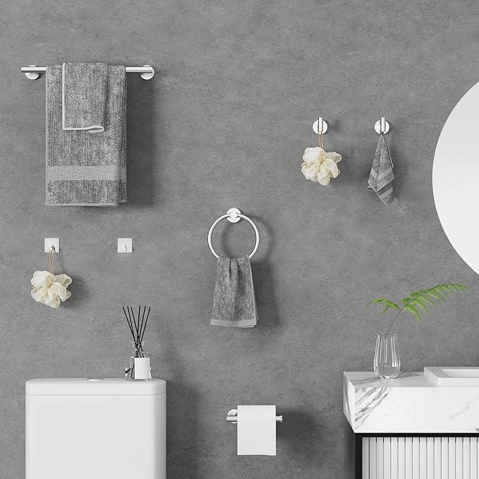 5-Pieces Brushed Nickel Bathroom Accessories Set, Stainless Steel Bathroom Hardware Set, Bath Towel Bar Set, Towel Racks for Bathroom Wall Mounted. - ModernBath