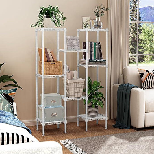 480 lbs Storage Shelves 4 Tier Shelving Units for Storage, Wire Shelving Unit for Closet, Adjustable Shelves for Bathroom Steel Organizer Wire Rack, White 11.8" D x 11.8" W x 47.3" H - ModernBath