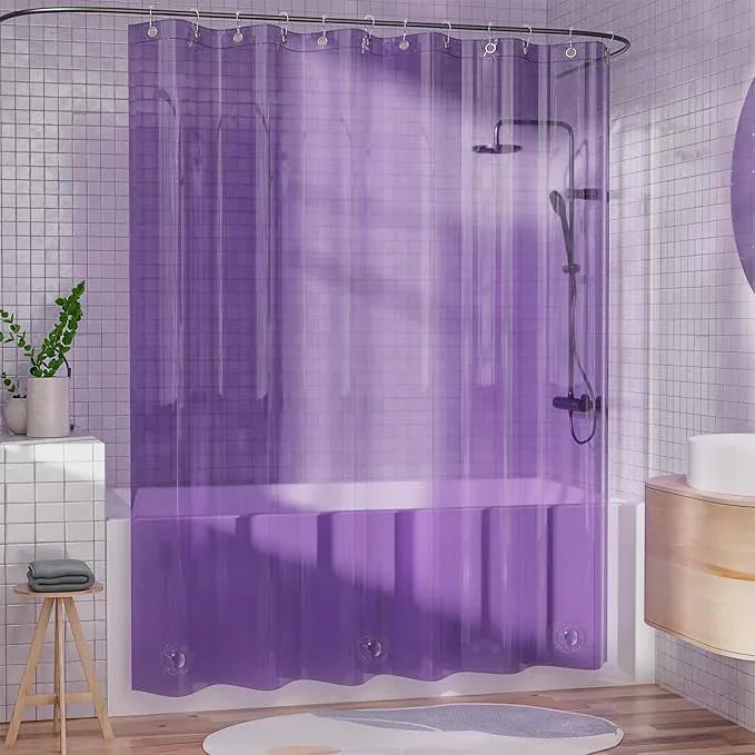 AmazerBath Purple Shower Curtain Liner Luxury, EVA Soft Clear Heavy Duty Shower Curtain and Liner 2-in-1, 72x72 Plastic Weighted Bathroom Liner, 12 Rustproof Grommets & 3 Heavyweight Stones - ModernBath