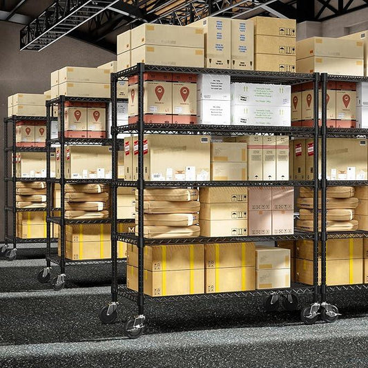 Garage Shelving 5 Tier Industrial Metal Shelving Units for Commercial, Basement, Pantry, Warehouse, School, Black Heavy Duty Easy Assembly 23.6" D x 53.2" W x 73.6" H - ModernBath