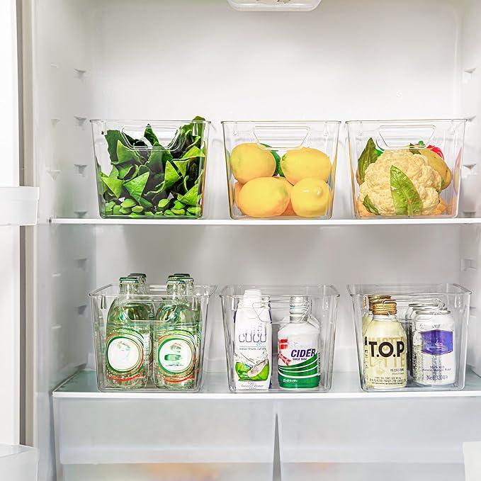 Attelite Clear Plastic Storage Bins,Large 12 Pack Pantry Organizer with Handle,BPA Free Plastic Storage Containers for Fridge,Closet,Bathroom,Under Sink and Kitchen Organization - ModernBath
