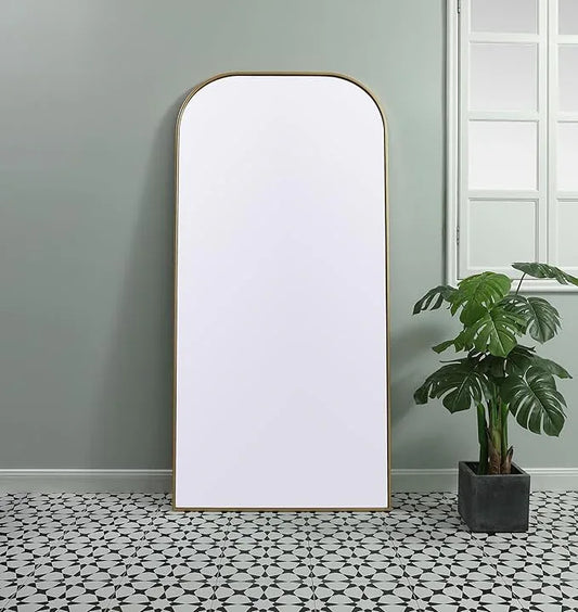 Illuminate, Metal Frame Arch Full Length Mirror 35X72 Inch in, Modern, Brass - ModernBath