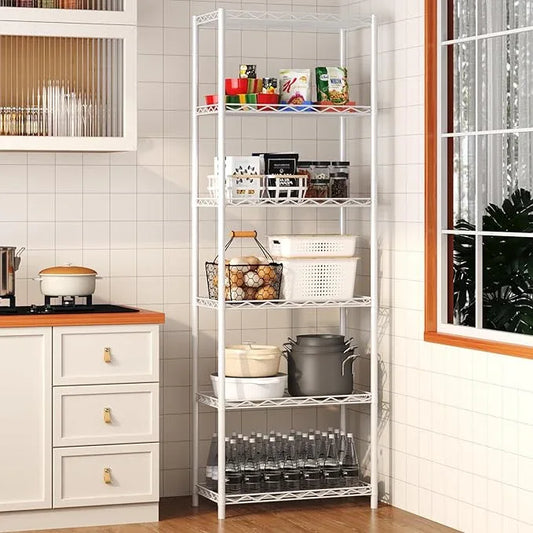 HOMEFORT 6-Tier Wire Shelving, 6 Shelves Unit Metal Storage Rack, Durable Organizer, Perfect for Pantry Closet Kitchen Laundry Organization (White) - ModernBath
