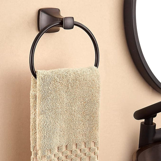 KOCUUY Bronze Towel Holder, Oil Rubbed Bathroom Towel Ring, Bath Hand Towel Hangers Wall Mounted Farmhouse Rustic ORB