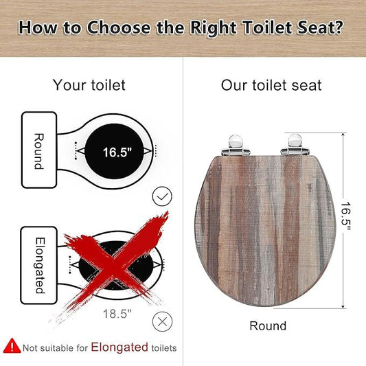 Angol Shiold Round Toilet Seat Molded Wood Toilet Seat with Quietly Close and Quick Release Hinges, Easy to Install also Easy to Clean (Round, Board) - ModernBath