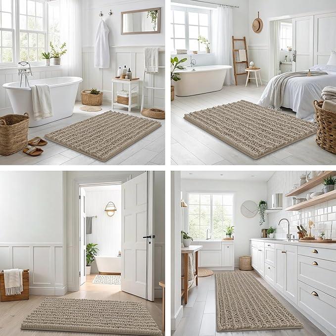 Smiry Bathroom Rugs Mat 30x20, Extra Soft Absorbent Chenille Bath Rugs, Non Slip Rubber Backing Machine Washable Quick Dry Bath Mats for Bathroom Floor, Tub, Shower, Home Decor Accessories, Latte - ModernBath
