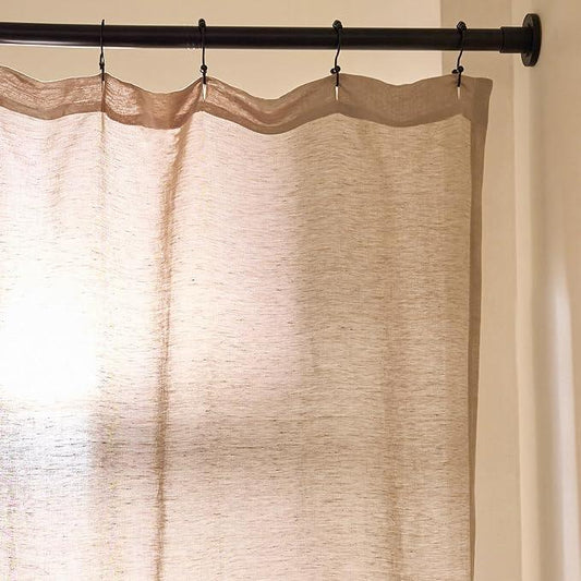 Preston Lane Stonebridge Linen Cotton Shower Curtain, 72" x 72" – 67% Linen 33% Cotton Blend, Fabric Bathroom Curtain with Reinforced Holes with Stitching, Made in Portugal, Clay - ModernBath
