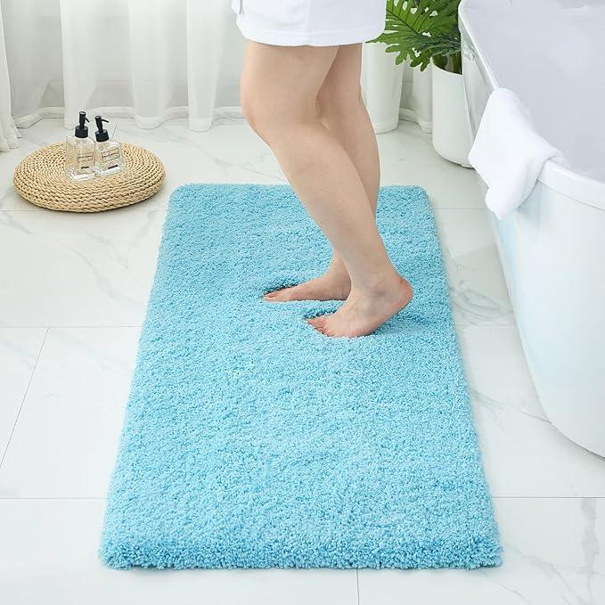 Ruggnovea Bathroom Rugs Non Slip Washable 70x24, Ultra Soft Thick Shaggy Absorbent Bath Mats, High Density Foam Latex Non Slip Backing Bath Rugs, Microfiber Bath Mats for Bathroom Floor&Sink,Teal - ModernBath