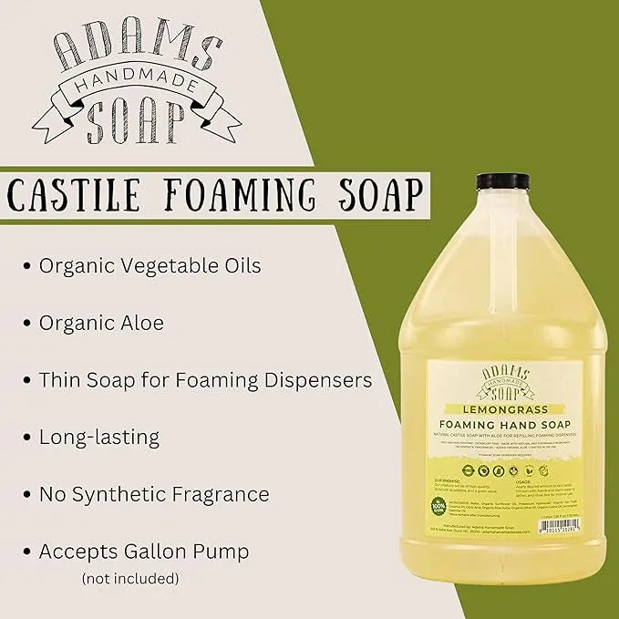 Adams Handmade Soap Liquid Foaming Soap 1 Gal - Lemongrass (Pack of 4) - ModernBath