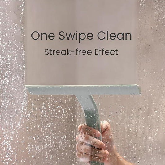 dancemoon JustHang Shower Squeegee for Glass Doors, All-one-Piece Silicone with Built-in Hook Design for Easy Hanging and Cleaning, 10 Inch Sage Green - ModernBath