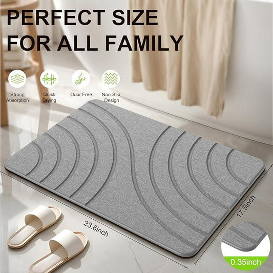 Cenepor Stone Bath Mat for Bathroom Quick Drying Shower Mats Super Absorbent Diatomaceous Earth Stone Mats, Easy to Clean & Odorless, 23.6 × 15.5 Inch Grey - ModernBath