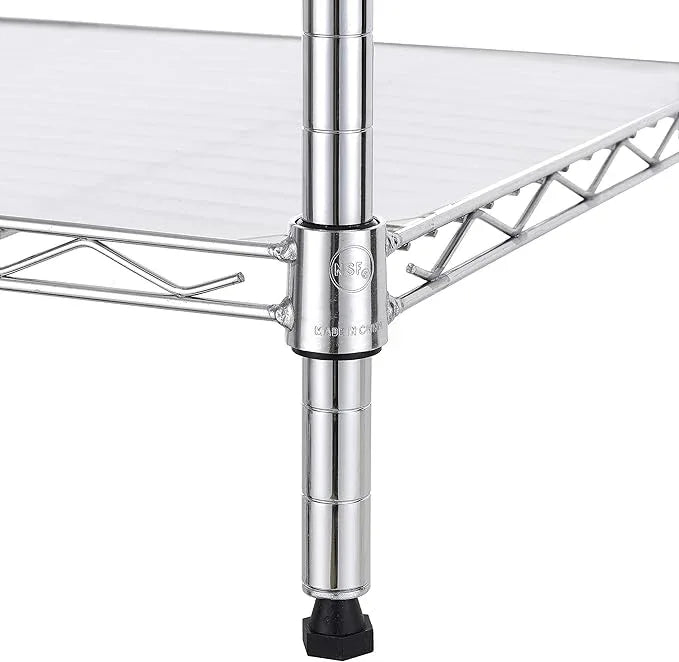 Finnhomy 8-Tier Wire Shelving Unit Adjustable Steel Wire Rack Shelving 8 Shelves Steel Storage Rack or Two 4-Tier Shelving Units with PE mat, Leveling Feet and Safety Device, NSF Certified, Chrome - ModernBath