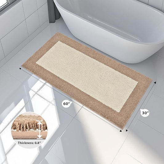 anllugs Bathroom Rugs 30" x 60", Non-Slip Extra Soft Absorbent Bath Rugs, Machine Washable Quick Dry Bath Mats for Bathroom Floor, Shower, Bathtub and Sink, Beige & Grayish Brown - ModernBath