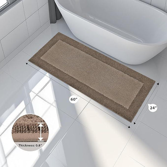 anllugs Bathroom Rugs 24" x 60", Non-Slip Extra Soft Absorbent Bath Rugs, Machine Washable Quick Dry Bath Mats for Bathroom Floor, Shower, Bathtub and Sink, Grayish Brown & Coffee - ModernBath