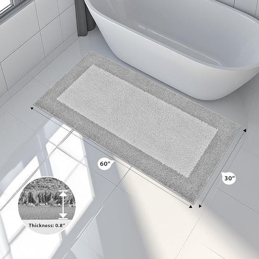 anllugs Bathroom Rugs 30" x 60", Non-Slip Extra Soft Absorbent Bath Rugs, Machine Washable Quick Dry Bath Mats for Bathroom Floor, Shower, Bathtub and Sink, Light Grey & Grey - ModernBath