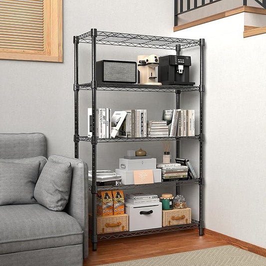 1250 lbs Storage Shelving Utility Shelving Unit 5-Tier Utility Shelving Unit Steel Organizer Wire Rack for Home,Kitchen,Office (13.7" D x 23.6" W x 62.4" H) - ModernBath