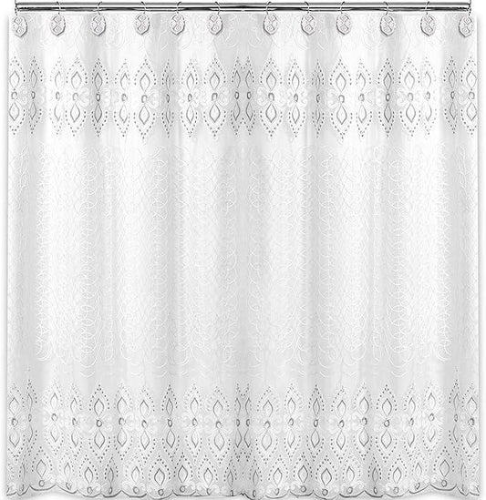 Zahari Home Monaco Bathroom Shower Curtain Set - 13pc Classic Luxury Contemporary Design with 12 Hooks - ModernBath