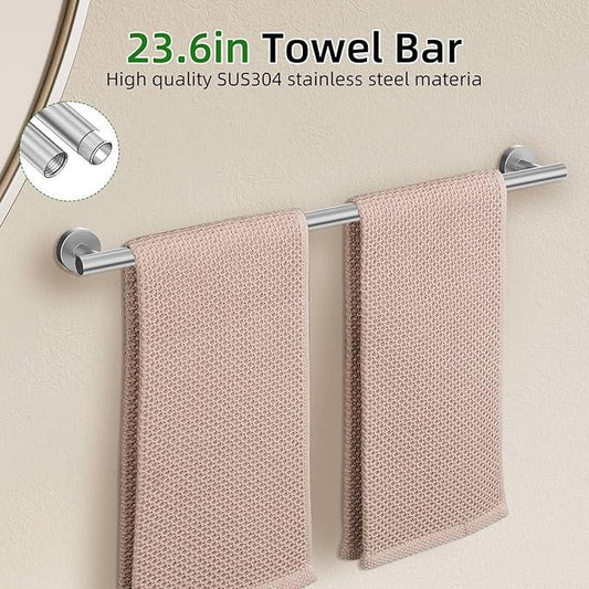 DUMDER 10-Piece Brushed Nickel Towel Bar Set,Bathroom Hardware Accessories Set,23.6 Inch Towel Bar-Towel Racks Set,Stainless Steel Wall Mounted Brushed Towel Holder Set - ModernBath