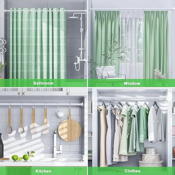 Ausemku Shower Curtain Rod 32-80 Inch Adjustable - 1 Inch Diameter Heavy Duty No drill Spring Tension Shower Rod, Non-Slip Rustproof Telescopic Rod for Bathroom, White - ModernBath