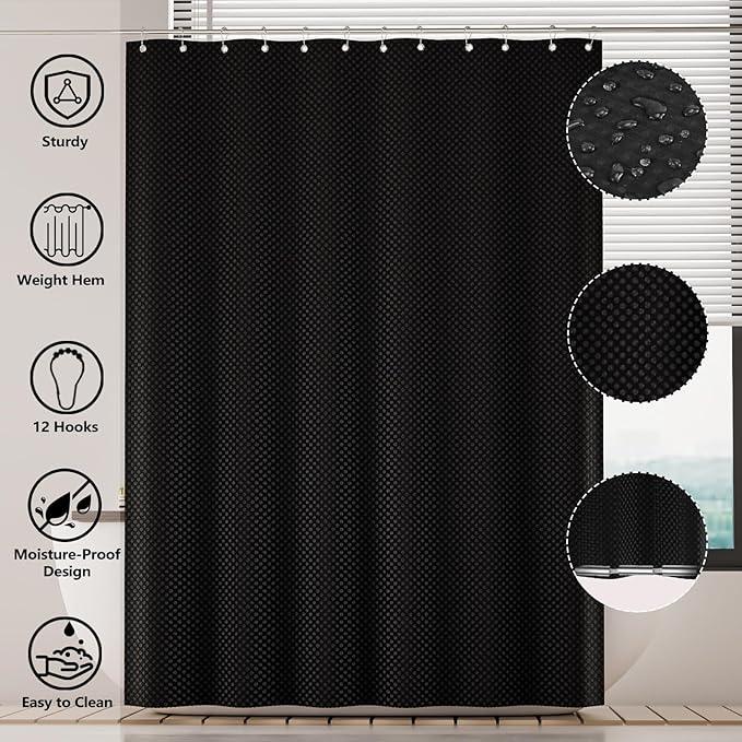 XLHOMO Bathroom Set - 25PC Black Bathroom Set with Shower Curtain and Rugs, Bathroom Accessories Set, Black Shower Curtain Set with Bathroom Trash Can - ModernBath