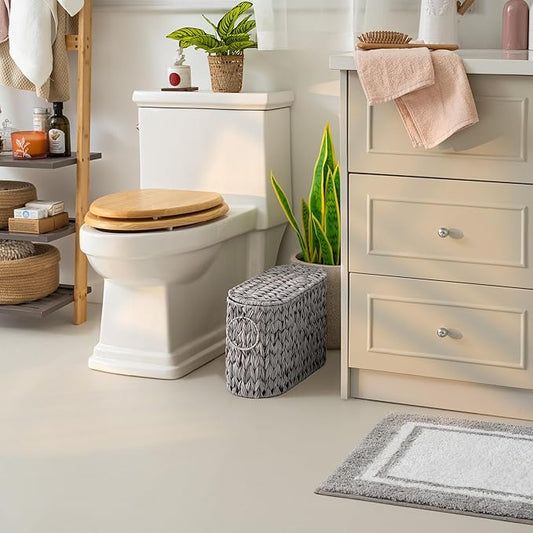 GRANNY SAYS Toilet Paper Storage Basket with Handle, Durable Toilet Paper Holder, Waterproof Bathroom Organizers and Storage, Wicker Basket for Bathroom Storage, Grey