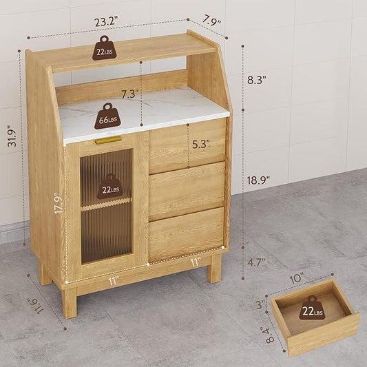 Bathroom Storage Cabinet, Small Storage Cabinets with Doors and Shelves, Coffee Bar Cabinet Buffet Sideboard Cabinet for Dining Room, Living Room, Entryway, Wood - ModernBath