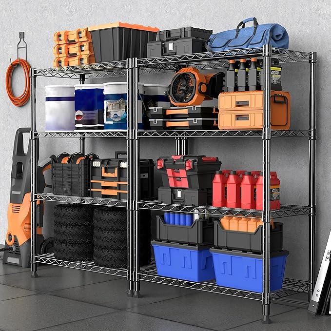 M MZG 1000 lbs Storage Shelving Steel Heavy Duty 4-Tier Utility Shelving Unit Steel Organizer Wire Rack for Home,Kitchen,Office (13.7" D x 29.5" W x 47.2" H) - ModernBath