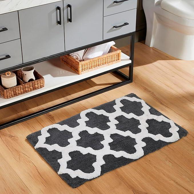 C23 Luxury Bathroom Rugs, Bath Mat - 20"x32" & 16"x24", 2200 GSM Tufted Cotton Bathroom Mat, Ultra-Absorbent Quick Dry Heavyweight Non-Slip Bathmat, Thick Soft Plush Machine Washable Bath Rug - 2 Pack - ModernBath
