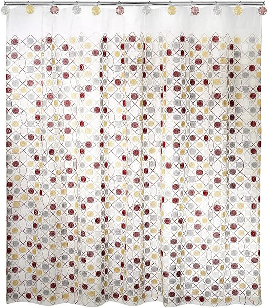 Zahari Home 13pc Sedona Sheer Shower Curtain Set Sheer Shower Curtain & 12 Shower Curtain Hooks Fun Shower Curtain Beige Shower Curtain Unique Design Stylish Shower Curtain Set Retro Shower Curtain
