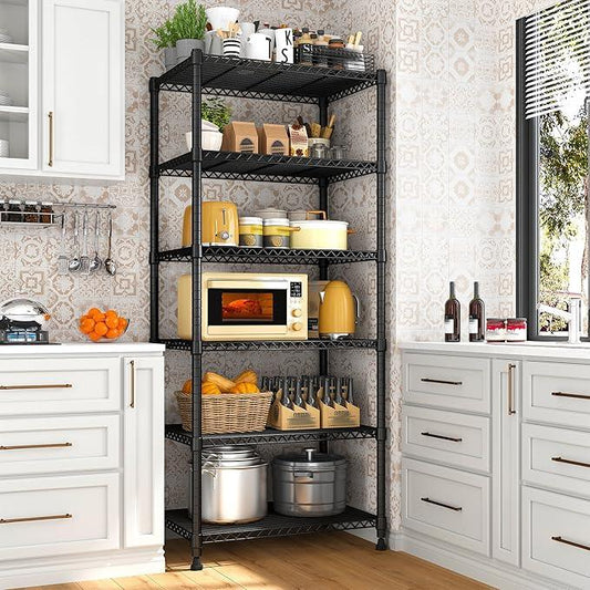 REIBII 72’’H Wire Shelving, 6 Tier Metal Shelving Units and Storage Shelves, Adjustable Garage Shelving for Storage Heavy Duty Shelving for Pantry Shelf Kitchen Garage, 24’’W X18’’D X72’’H - ModernBath