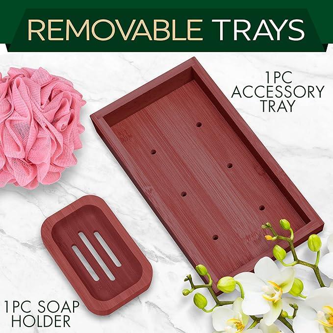 SereneLife Premium Bathtub Tray Caddy with Gift Box and Bow Set, Expandable Bath Tray, Unique House Warming Gifts for Mom, Women, Wedding, Anniversary, Bridal Shower, Fit for All Tub - Stain Brown - ModernBath