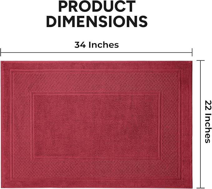 Avalon Towels Red Bath Mat - 100% Cotton Set of 2 Absorbent Bathmat - Bathroom Mats Quick Dry Bath Mats for Bathrooms (22x34 Inches) - ModernBath