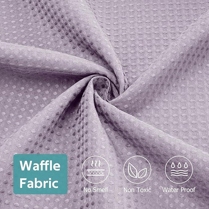 Vipfree 3 in 1 Shower Curtain Set, Waffle Shower Curtain and Liner Set with 12 Double Sided Shower Curtain Hooks, 258GSM Luxury Weighted Cloth Shower Curtains for Bathroom, 72 W x 72 H, Lavender - ModernBath