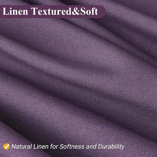 Naturoom Purple 54 Inch Shower Curtain - Stall Narrow Half Linen Ultra Thick Fabric Shower Curtain Set with Hooks, Boho Farmhouse Rustic RV Camper Bath Curtains for Bathroom, 54x78 - ModernBath