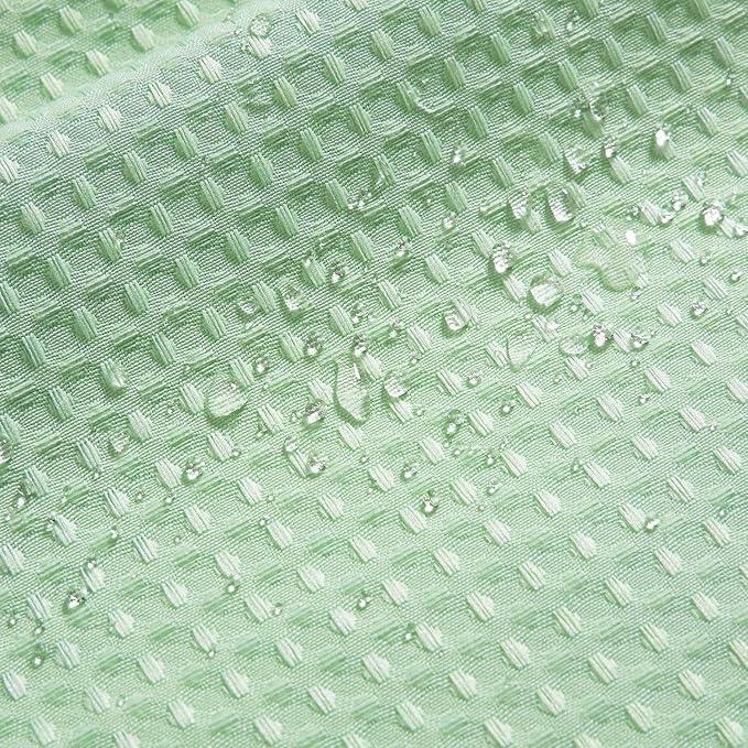 River Dream Heavyweight No Hooks Required Dotted Waffle Weave Shower Curtain with Snap in Liner - 71W x 74H,Hotel Grade,Spa Like Bath Curtain,Green Light - ModernBath
