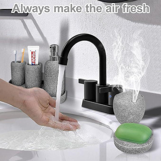 Bathroom Accessory Set, 6PCS Gray Bathroom Accessories - Soap Dish, Lotion Dispenser, Toothbrush Holder, Mouthwash Cup, Tray, Cotton Ball Jar, Aesthetic Decor Bathroom Sets - ModernBath