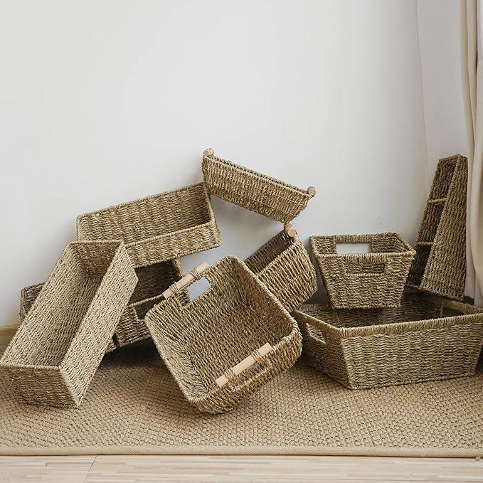 StorageWorks Toilet Tank Basket for Bathroom, Seagrass Storage Baskets for Toilet Tank Top, 2-Pack - ModernBath