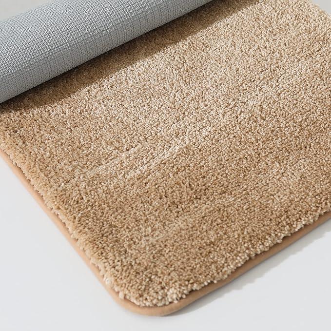COSY HOMEER Bath Rugs for Bathroom Extra Thick - Anti-Slip Bath Mats Soft Plush Yarn Shaggy 100% Strong Mirco Polyeste Mat Living Room Bedroom Mat Floor Water Absorbent(Beige,24x36 - Inches) - ModernBath