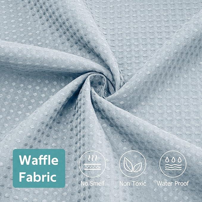 Vipfree 3 in 1 Shower Curtain Set, Waffle Shower Curtain and Liner Set with 12 Double Sided Shower Curtain Hooks, 258GSM Luxury Weighted Cloth Shower Curtains for Bathroom, 72 W x 72 H, Fog Blue - ModernBath