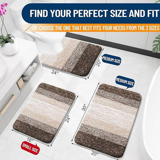 OLANLY Bathroom Rugs Mat 24x16, Extra Soft Absorbent Microfiber Bath Rugs, Rubber Backing, Quick Dry, Machine Washable Bath Mats for Bathroom Floor, Tub and Shower, Home Decor Accessories, Light Brown - ModernBath