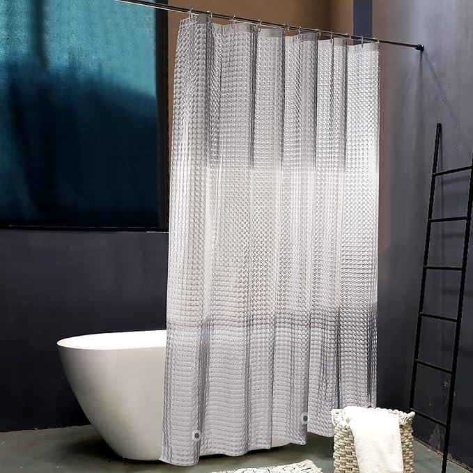 NTBAY EVA Semi-Transparent Clear Shower Curtain with Gray and White Gradient, Water-Repellent Liner with 3 Magnets for Bathroom, 72x72 Inches - ModernBath