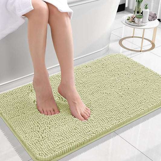 OLANLY Bathroom Rugs 24x16, Extra Soft Absorbent Chenille Bath Rugs, Rubber Backing Quick Dry, Machine Washable Bath Mats for Bathroom Floor, Tub and Shower, Home Decor Accessories, Vanilla - ModernBath