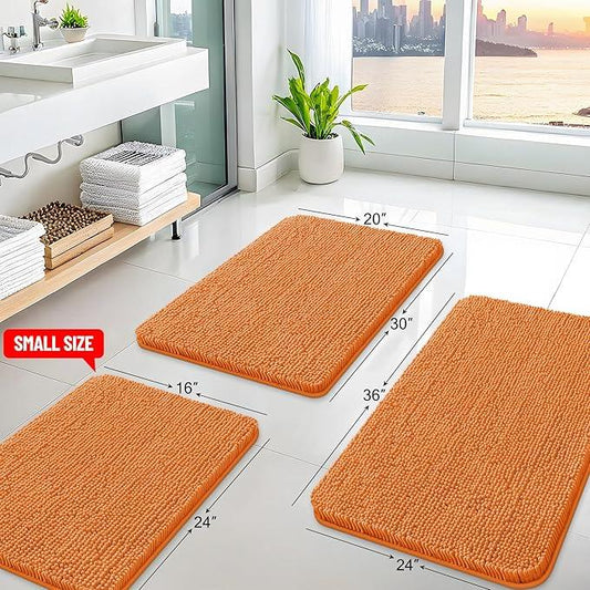 Arotive Bathroom Rugs 30x20, Extra Soft Absorbent Shaggy Chenille Bath Rugs, Machine Washable Rubber Backing Non-Slip Bath Mats for Bathroom Floor Tub and Shower, Home Decor Accessories, Coral - ModernBath