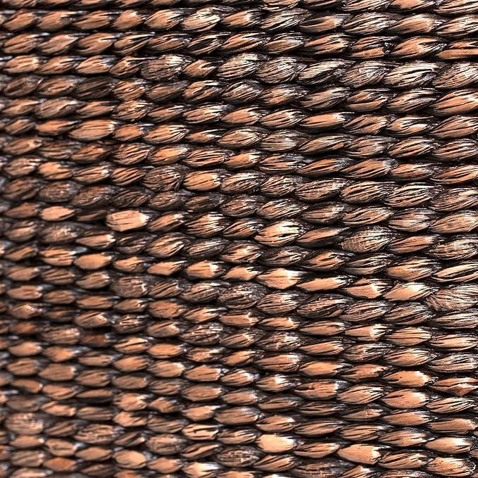 BIRDROCK HOME Storage Cube Box with Lid - Brown Wash Seagrass - Hand Woven Container for Blankets Pillows - Sturdy Metal Frame - ModernBath