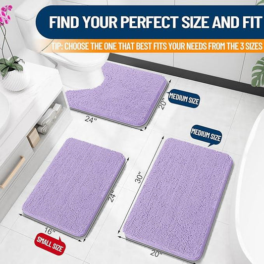 OLANLY Bathroom Rugs 24x16, Extra Soft Absorbent Chenille Bath Rugs, Rubber Backing Quick Dry, Machine Washable Bath Mats for Bathroom Floor, Tub and Shower, Home Decor Accessories, Lavender - ModernBath