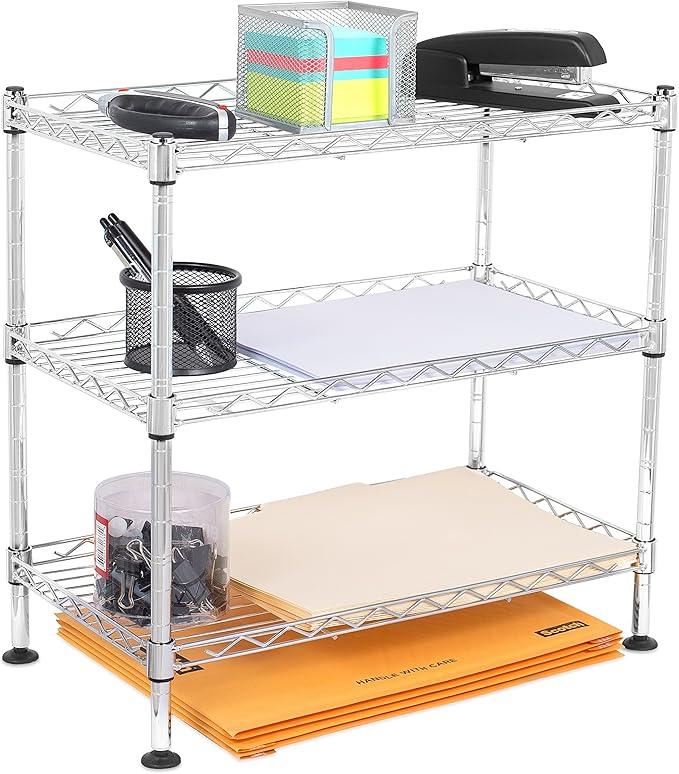 Internet's Best 3-Tier Compact Wire Utility Shelving Unit - Adjustable Storage Rack for Kitchen, Bathroom, Pantry, Laundry, Cabinets - Durable Chrome Steel - Shelving for Under Sink Organization - ModernBath
