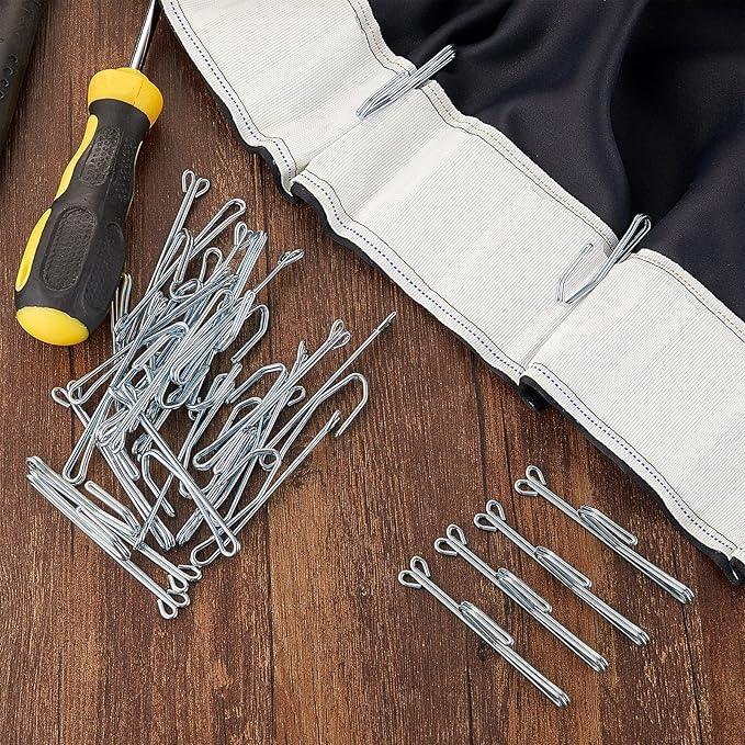 15 Pieces Metal Curtain Hooks Slip on Drapery Hook Shower Curtains Hooks Stainless Steel Drapery Pins and Hook for Window Door Curtain and Bathroom (Silver) - ModernBath