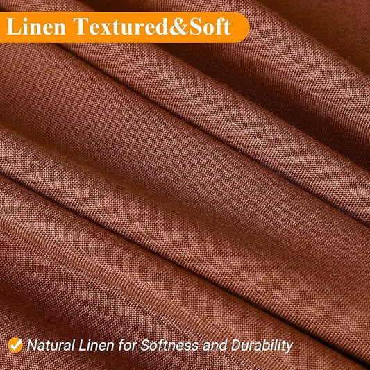 Naturoom Terracotta 48 Inch Boho Shower Curtain - Stall Narrow Half Linen Ultra Thick Fabric Shower Curtain Set with Hooks, Farmhouse Rustic RV Camper Bath Curtains for Bathroom, 48x72 - ModernBath